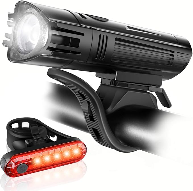 Ascher Ultra Bright USB Rechargeable Bike Light Set, Powerful Bicycle Front by Ascher