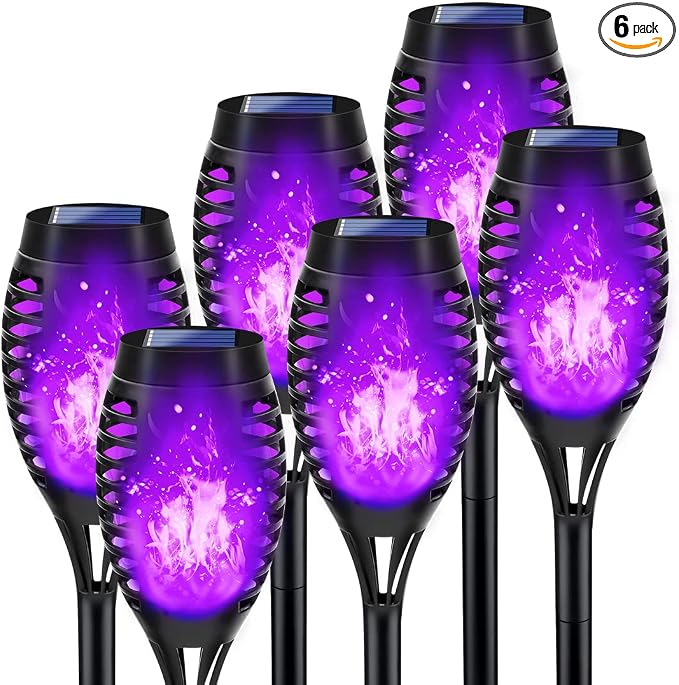 Purple Solar Halloween Lights for Halloween Decorations Outdoor, Solar Torch by LNRYY