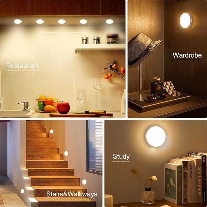 8 LEDs Motion Sensor Light Indoor, Night Light USB Rechargeable, 3 Light Modes - Image 6