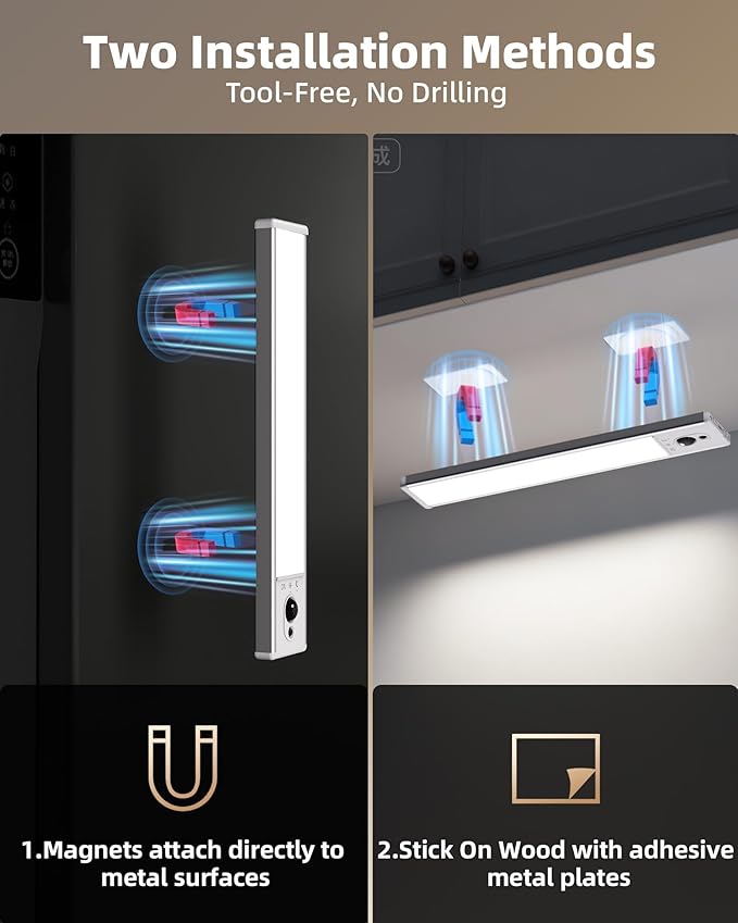 EZVALO 5-Pack Under Cabinet Lighting, 2400mAh Motion Sensor Light, LED Closet - Image 7