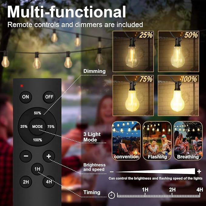 26FT Outdoor String Lights Waterproof - Image 3