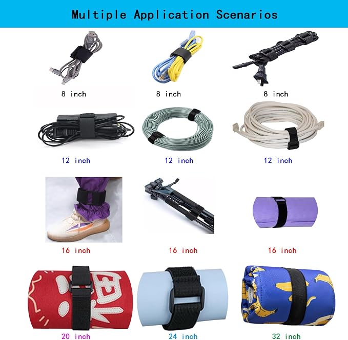6 Pack Reusable Fastening Cable Ties and Cable Straps, Adjustable Multi-Purpose - Image 5