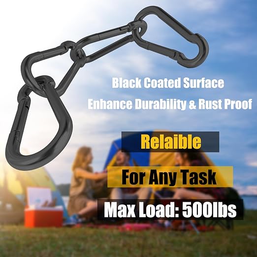 EPHECH 30PCS 3" Black Heavy Duty Spring Snap Hook, M8 5/16" Galvanized Steel - Image 4