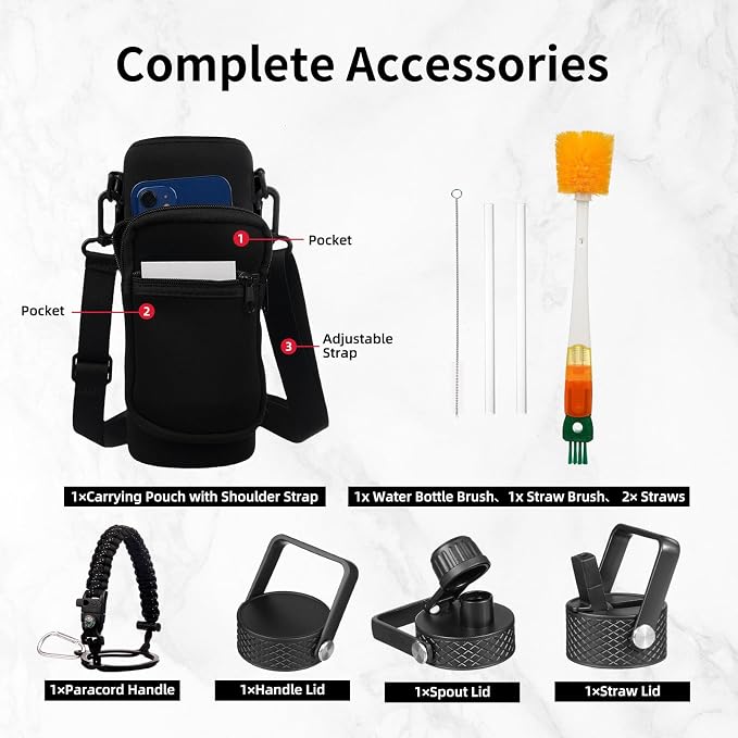 Insulated Water Bottle 40oz, Triple Wall Vacuum Stainless Steel, Leak Proof & - Image 6