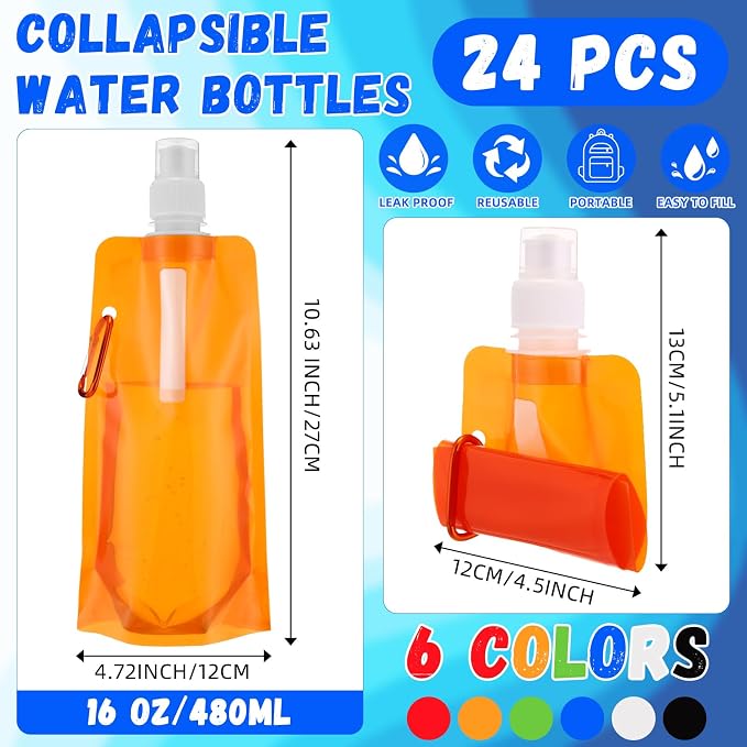 Teenyyou 48 Collapsible Water Bottles Bulk 16 oz - Image 2