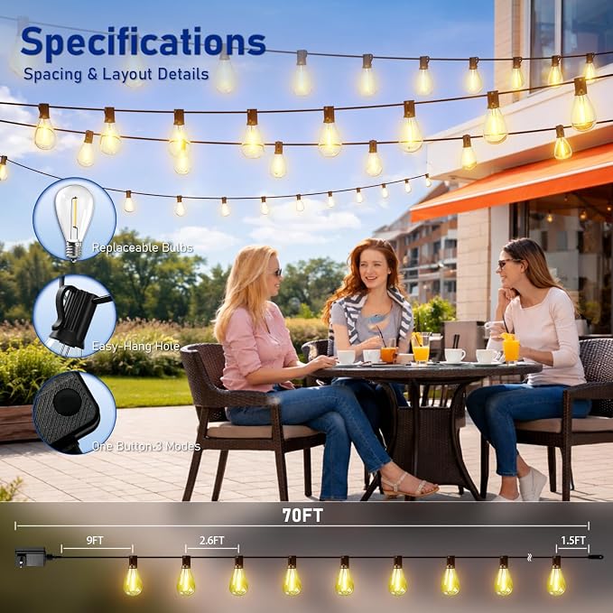 70FT LED Outdoor String Lights - Image 7