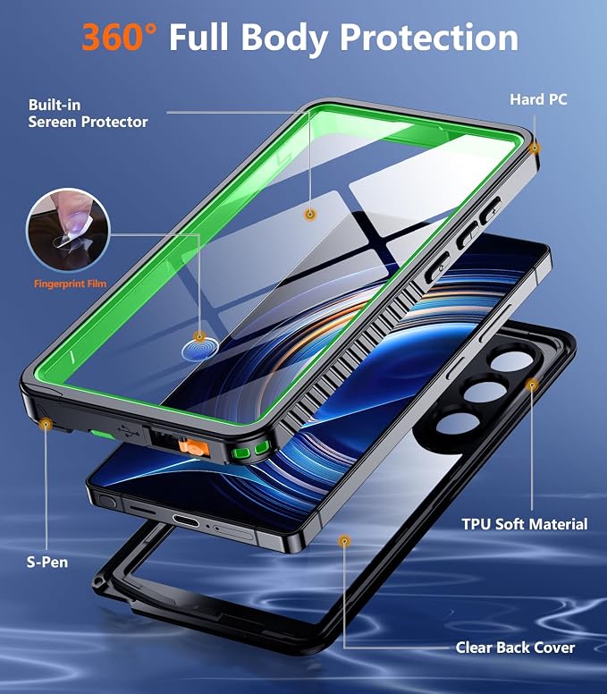Temdan Designed for Samsung Galaxy S25 Ultra Case Waterproof, Built-in Lens & - Image 5