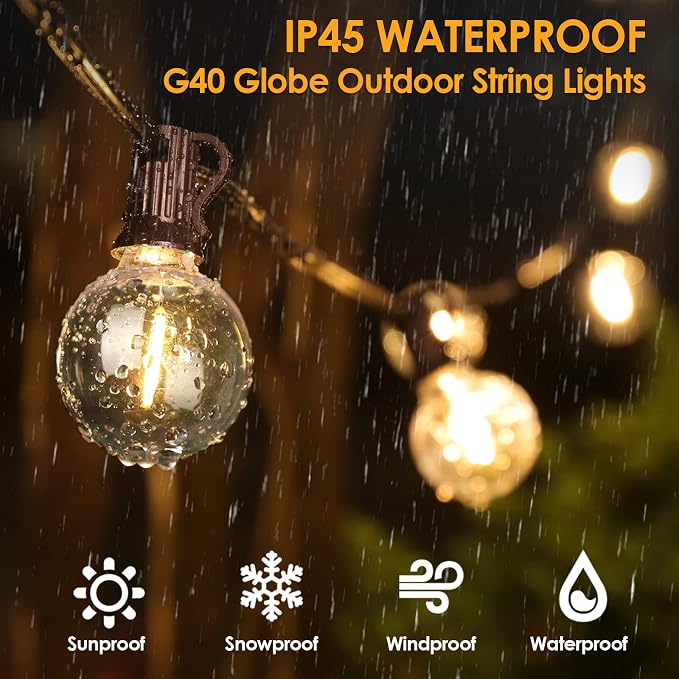 Mlambert 100Ft Outdoor String Lights, G40 Globe Patio Lights - Image 2