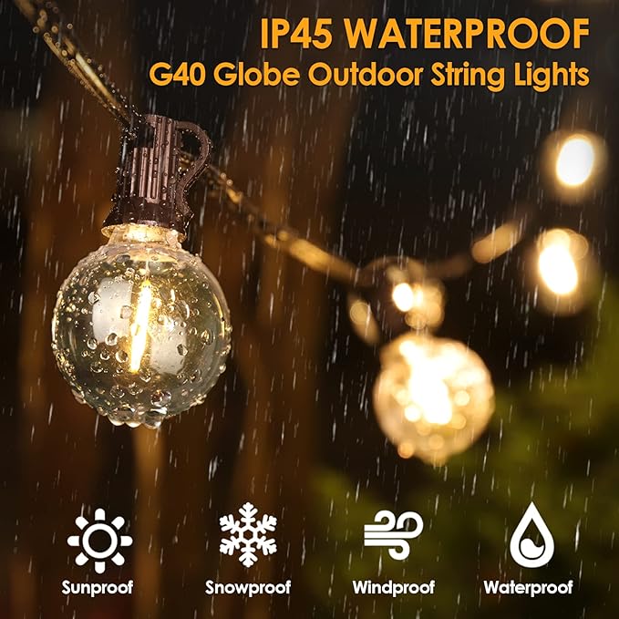 Mlambert 50Ft LED Outdoor String Lights G40 Globe Dimmable Patio Light - Image 3