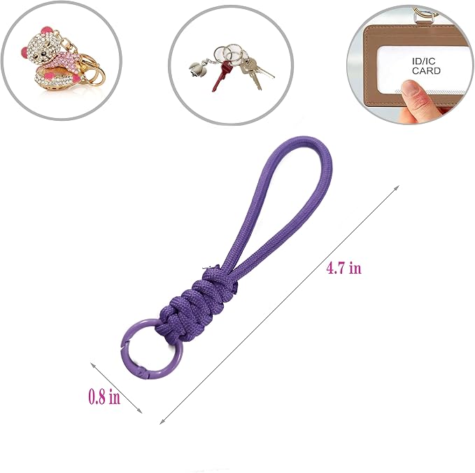 Colorful Braided Paracord Keychain, 12cm Length, Decorative Woven Rope Strap - Image 2