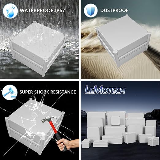 LeMotech Waterproof Dustproof IP67 Junction Box DIY Case Enclosure Gray 11 x 11 - Image 8