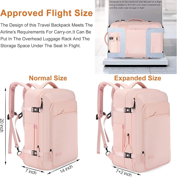 Lumesner Carry on Travel Backpacks, Extra Large 40L Flight Approved Bag - Image 3
