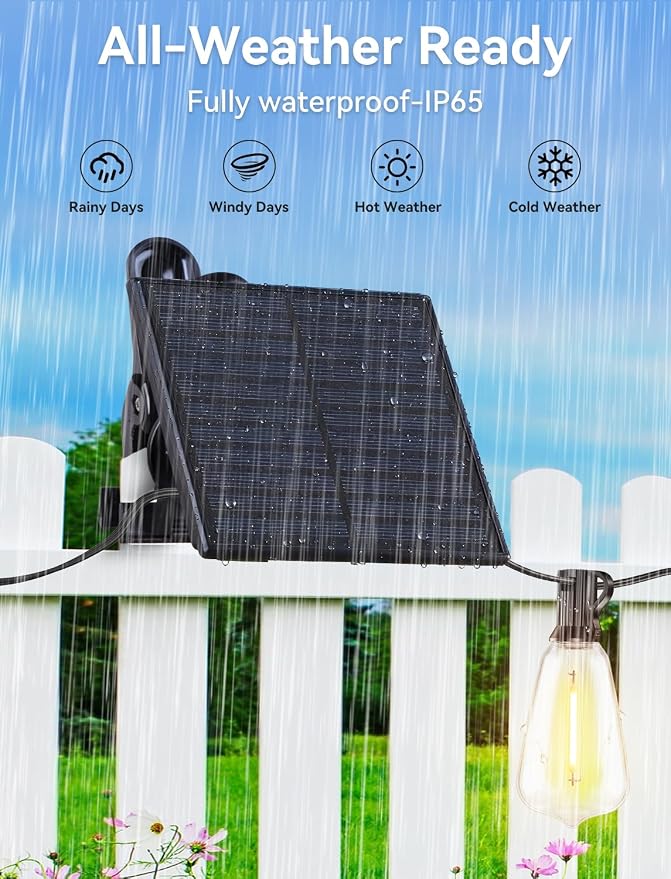 Brightever 50FT Solar String Lights Outdoor Waterproof, Patio Lights Solar - Image 5