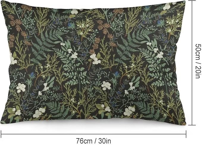 Botanical Print Floral Throw Pillow Covers Set of 2 Queen Size Black Sage Green - Image 2