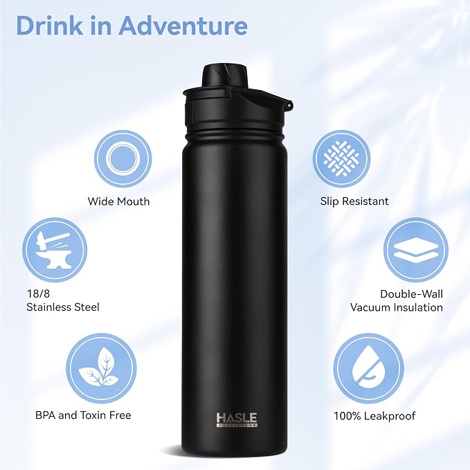 HASLE OUTFITTERS Insulated Water Bottle 22 oz Double Wall Stainless Steel Water - Image 2