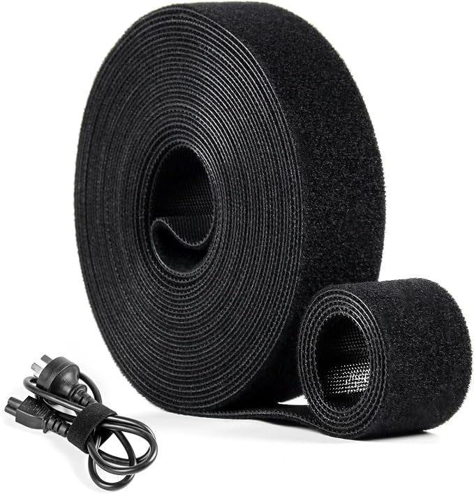 OneLeaf Hook and Loop Roll Reusable Fastening Cable Ties, 20ft x 1inch Black by OneLeaf