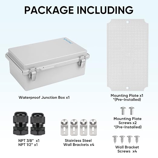 TICONN Outdoor Electrical Box Waterproof, Junction Box IP67 ABS Plastic - Image 6