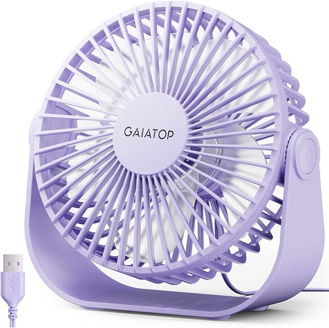 Gaiatop USB Desk Fan, 3 Speeds Strong Airflow, 5.5 Inch Portable 90° Rotate by GAIATOP