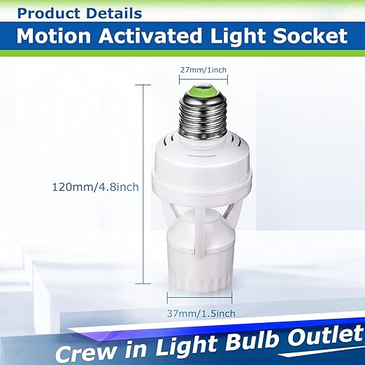 Hortsun 3 Pieces Hortsun Motion Sensor Light Socket Smart Screw in Light Bulb - Image 2