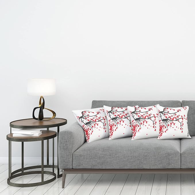Ambesonne Nature Throw Pillow Cushion Case Pack of 4, Sakura Blossom Japanese - Image 3