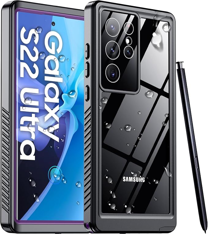 Temdan Designed for Samsung Galaxy S22 Ultra Case, Waterproof Built-in Lens & by Temdan