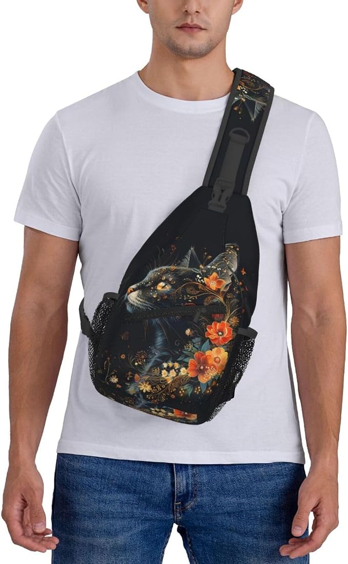 Black Cat Sling Bag For Women Men Halloween Backpack Crossbody Cat - Image 7