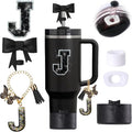 6pcs Black Stanley Cup Accessories Set, Bow Straw Topper by MOTEERLLU