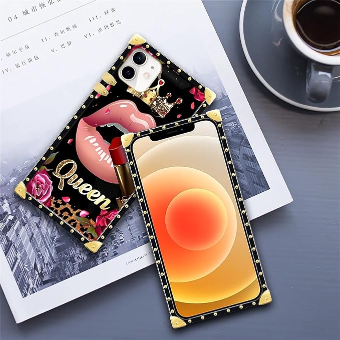 Compatible with iPhone 11 Case, Glitter Red Rose Queen Leopard Lipstick Luxury - Image 6