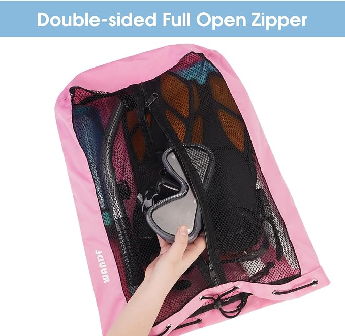 WANDF Swim Bag Mesh Drawstring Backpack Beach Backpack - Image 2