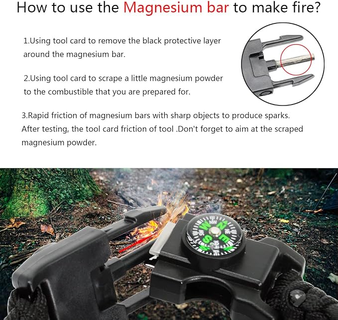 20 in 1 Survival Paracord Bracelet Adjustable Gear Kit - Image 5