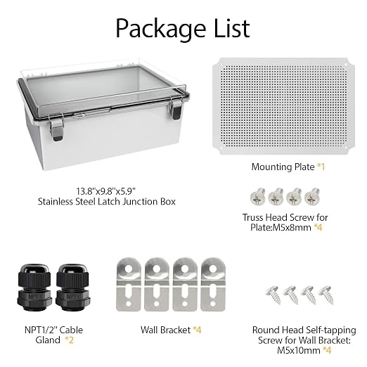 LeMotech Electrical Box, IP67 Waterproof Hinged Clear Cover Stainless Steel - Image 8
