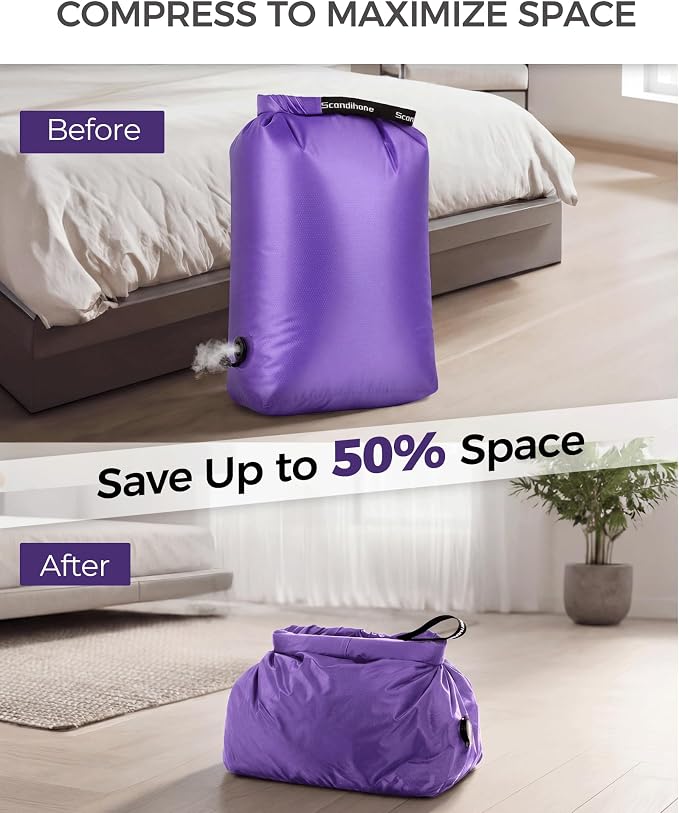 Travel Laundry Bag, Pump Free Vacuum Storage Bag Reusable Compression Dirty - Image 3