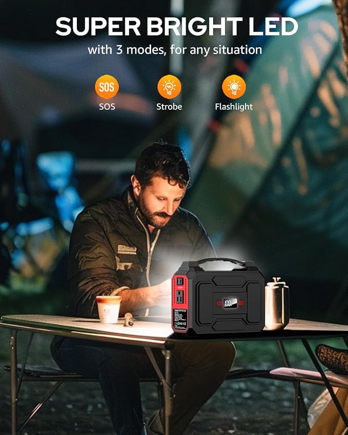 Portable Power Station Bank 146Wh 200W Peak, Solar Powered Power Bank - Image 5