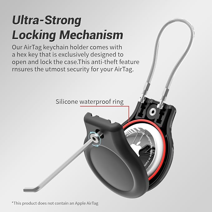 for AirTag Holder with Wire Cable, 2 Pack IPX8 Waterproof PC Hard Case - Image 2