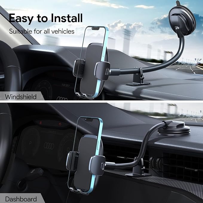 GUWEZ Phone Mount for Car Holder 6.2IN Windshield Dashboard Mounting Kits Cell - Image 2