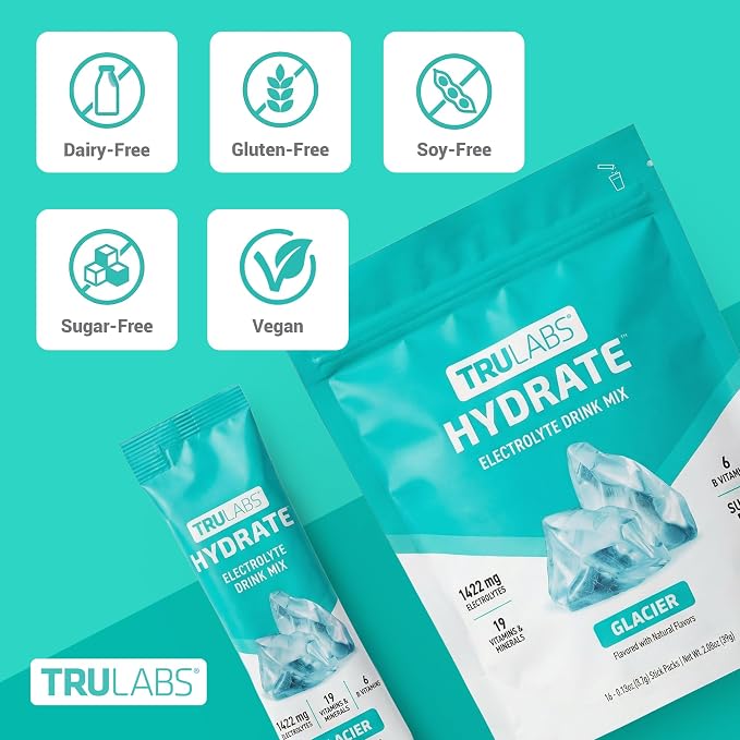 TRULABS Hydrate Electrolyte Drink Mix – Glacier Flavor, Sugar-Free Hydration - Image 3