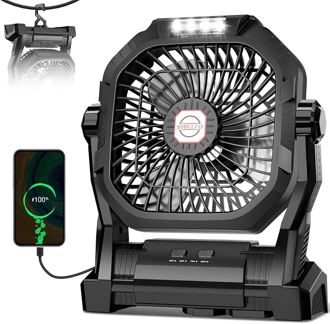 Camping Fan Rechargeable, 20000mAh Battery Powered Portable Fan by Unknown