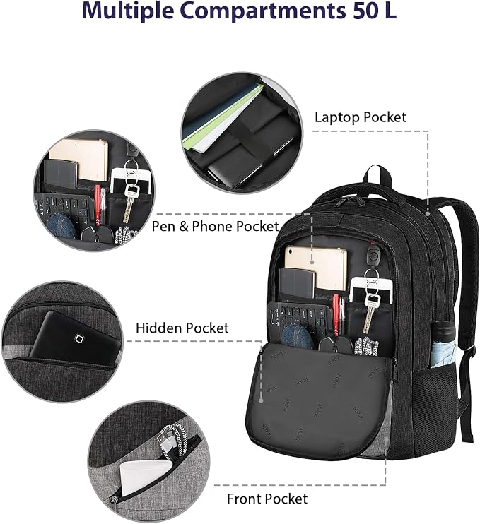 MATEIN Extra Large 50 L Travel Laptop Backpack, Water Resistant Work Computer - Image 5