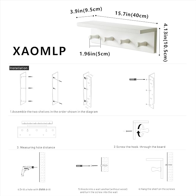Entrance Coat Rack ，Coat Hooks, Wall-Mounted Wooden Hook Rack, Wall-Mounted - Image 4