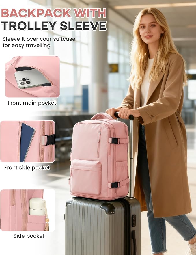 WONHOX Large Travel Backpack Carry on Flight Approved Laptop Work Business - Image 6