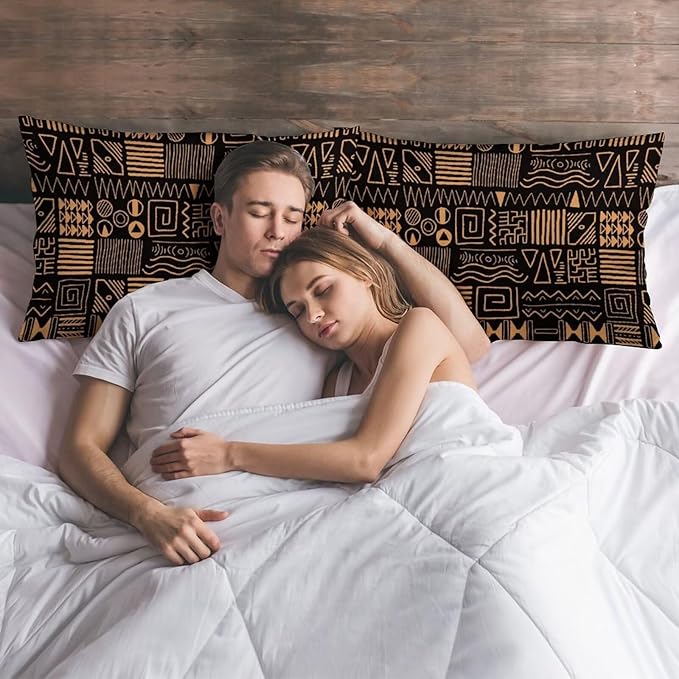 African Ethnic Pattern Throw Pillow Covers Set of 2 Queen Size Abstract Tribal - Image 6