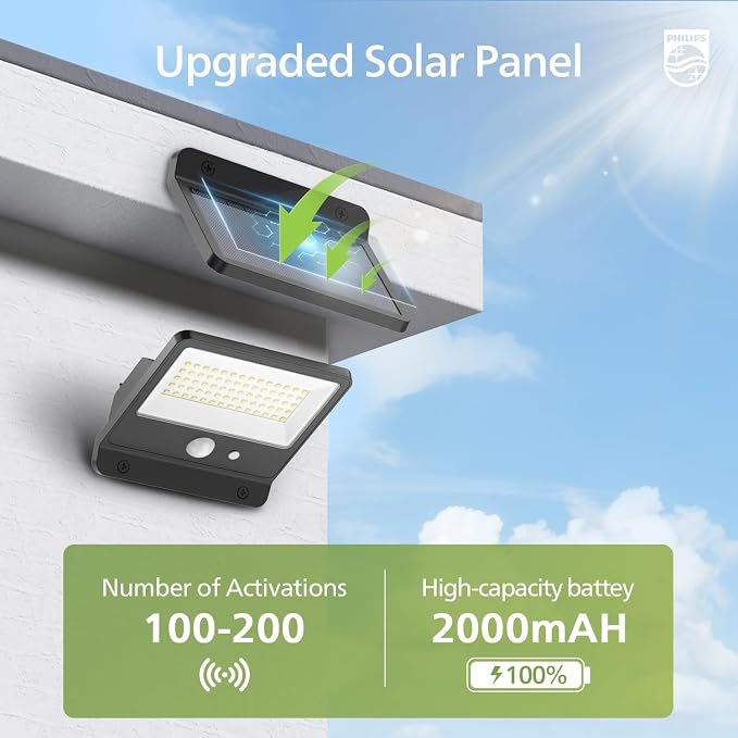 Philips Solar Security Light Outdoor LED 6500K, Solar-Powered Flood Light w/PIR - Image 6