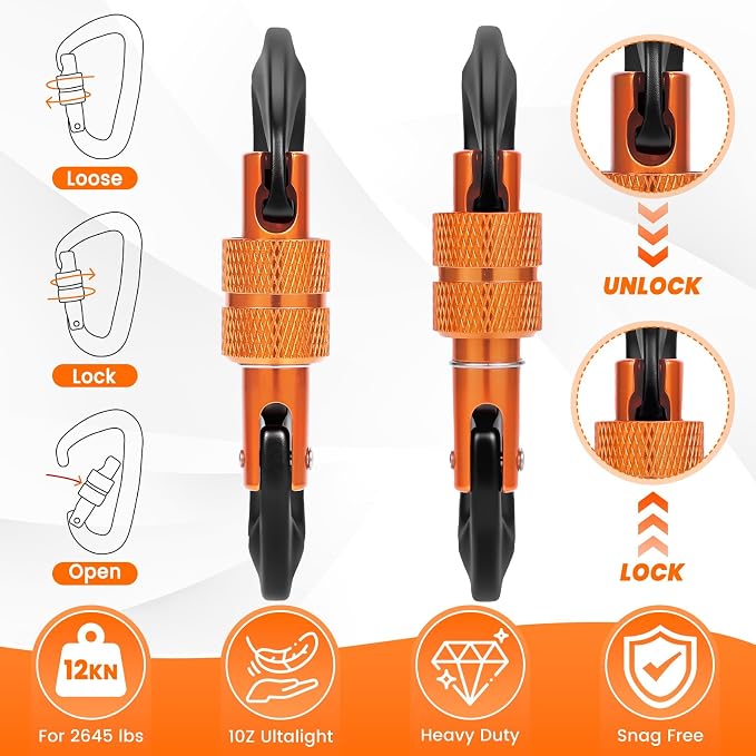 3 Heavy Duty Carabiner Clips 12kN-Lightweight Locking Carabiners - Image 4