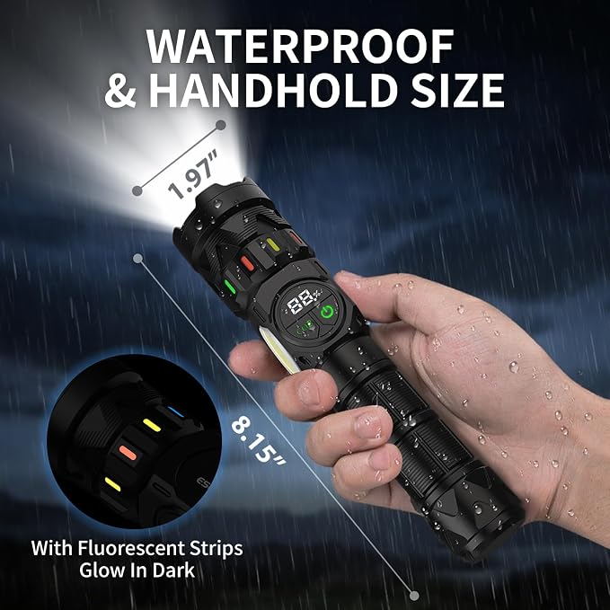 Esgofo Rechargeable Flashlights High Lumens 100000 Long Lasting LCD Display - Image 6