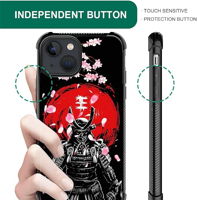 for iPhone 15 Plus Case, Sakura Japanese Samurai Pattern Graphic Design Girl - Image 6