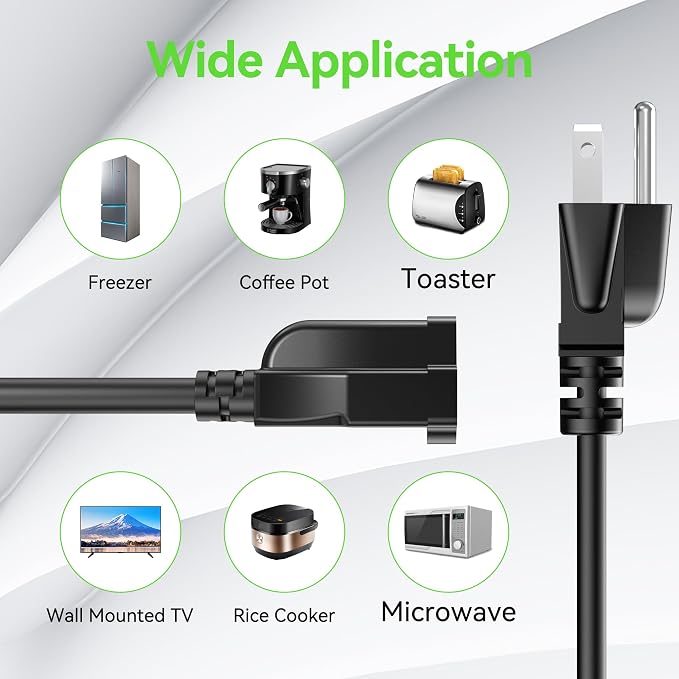 Power Extension Cord 0.5FT/6Inch, Short 3 Prong Electric Extension Cable Outlet - Image 5