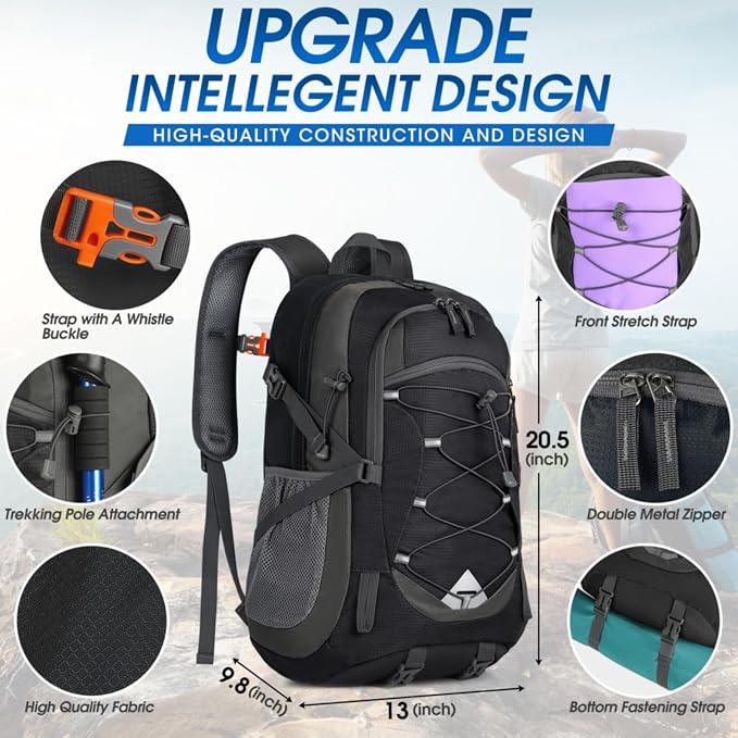 IGOLUMON Hiking Backpack 40L Packable Lightweight Camping Backpack Men Women - Image 2