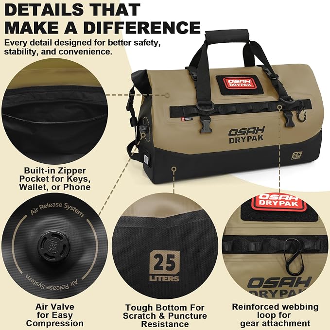 OSAH DRYPAK Waterproof Duffel Bag 25L/40L/60L – Heavy-Duty Motorcycle Tail Bag - Image 3