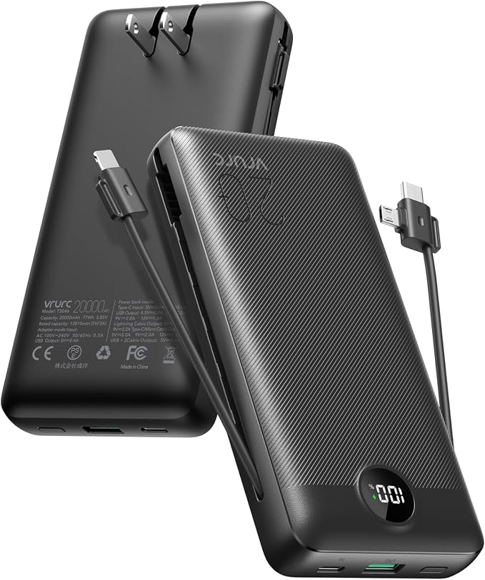 VRURC Portable Charger 20000mAh, Fast Charging Power Bank USB C, 4 Output 2 by Home