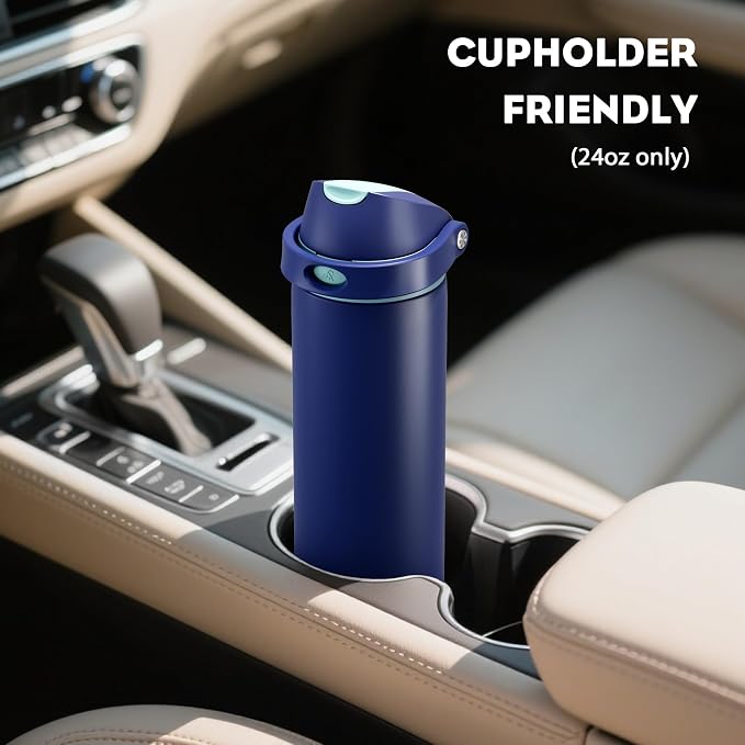 POWCAN 24 oz Insulated Stainless Steel Water Bottle: 2-in-1 Push-Button Spout & - Image 5